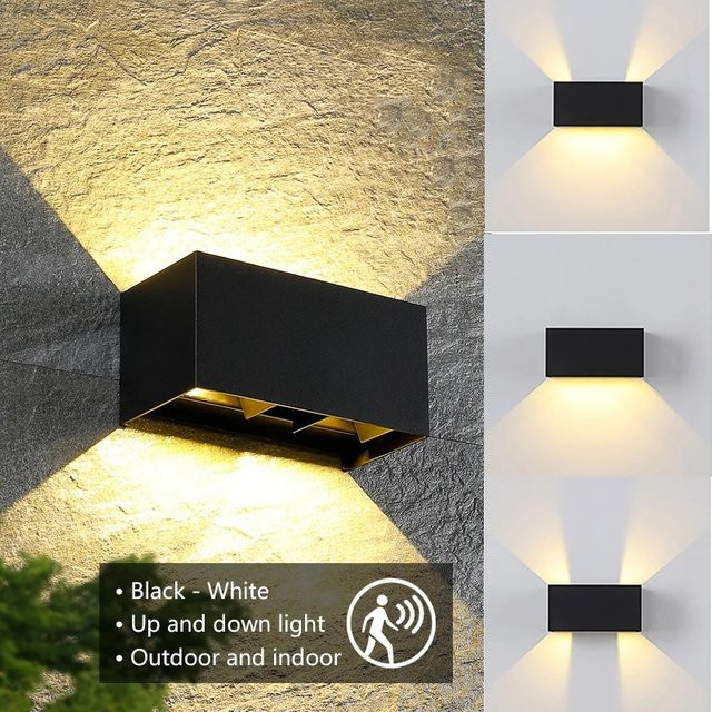 SUNMEIYI LED Außenwandleuchte 24W mit Bewegungssensor, IP65 wasserdicht, verstellbar, Schwarz/Weiß, Warmweiß - Bild 1