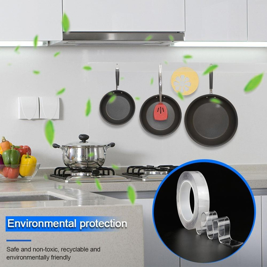 YWZT Home Depot Nano-Klebeband doppelseitig, transparent, wasserdicht und wiederverwendbar, Breite: 30 mm, Länge: 1 m - Bild 5