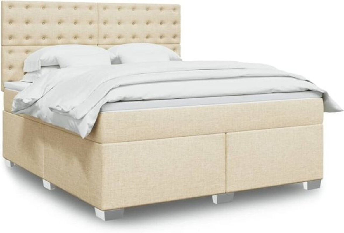 vidaxl Boxspringbett mit Matratze in Beige aus Stoff, B/T/H: 180 x 200 x 150,5 cm - Bild 1