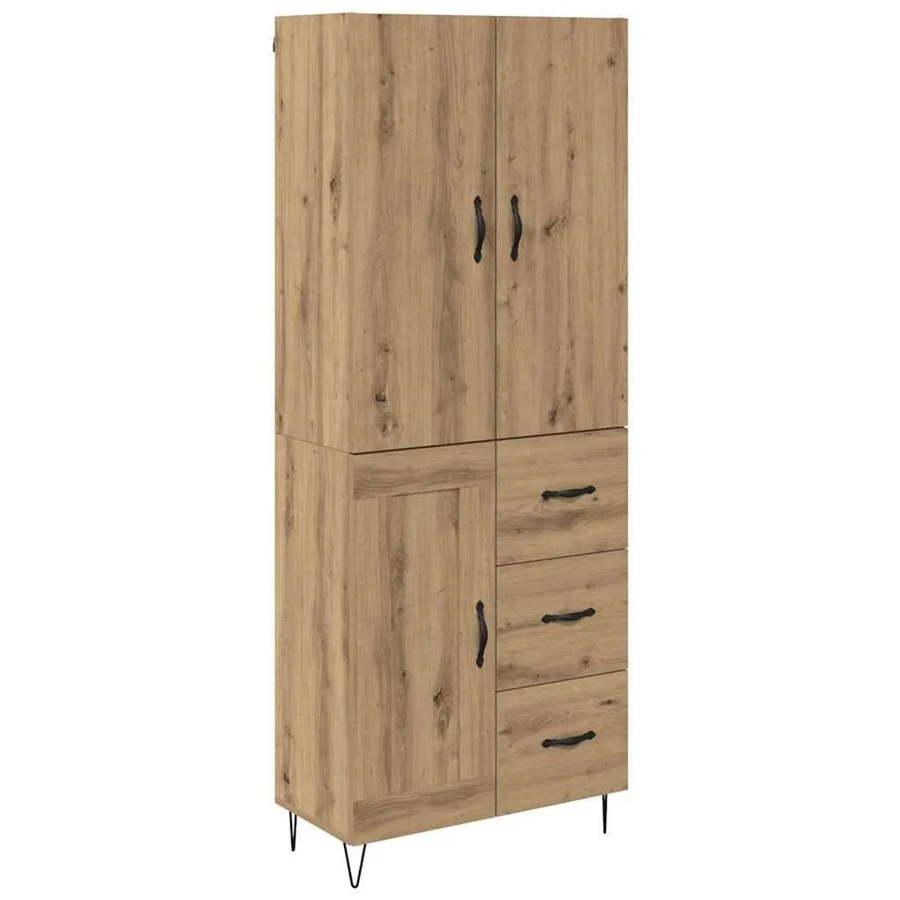 vidaXL Highboard 2-teilig Artisan-Eiche mit Glastüren und Schubladen, B/T/H: 180 x 34 x 60 cm - Bild 2