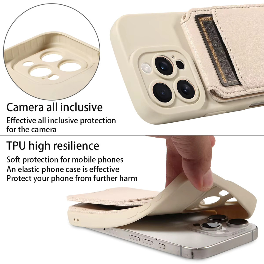 TPU-Leder-Brieftaschenhülle für Samsung Galaxy S22 S23 S24 S25 Ultra A13 A32 mit vollständiger Kameraabdeckung, kratzfest und stoßfest, in Schwarz oder Beige - Bild 4