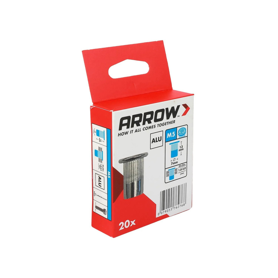 Arrow Nietmutter RN M5 aus Aluminium in Silber/Grau, Durchmesser: 7 mm, Höhe: 13 mm, 20 Stück - Bild 2
