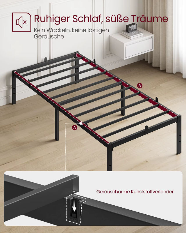 VASAGLE Einzelbettgestell in Schwarz mit Unterbettaufbewahrung, B/T/H: 90 x 200 cm - Bild 3