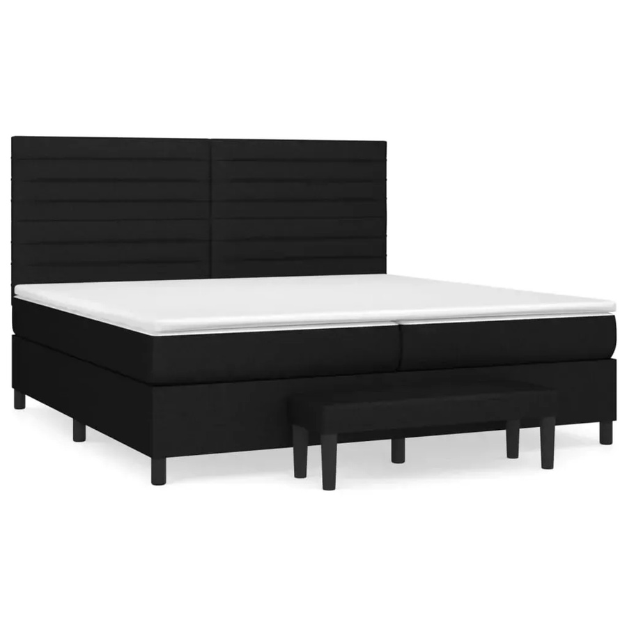 vidaXL Boxspringbett mit Matratze Schwarz Stoff B/T/H: 200 x 200 x 128 cm - Bild 2