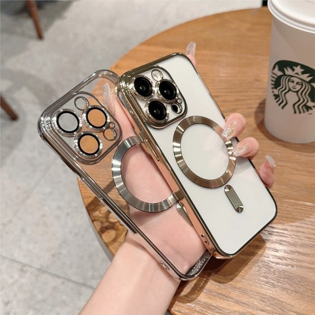 LYYDFUMAN Magnetische Handyhülle mit MagSafe und Linsenschutz für iPhone 11 12 13 Mini 14 15 Pro Max Plus in Gold - Bild 1