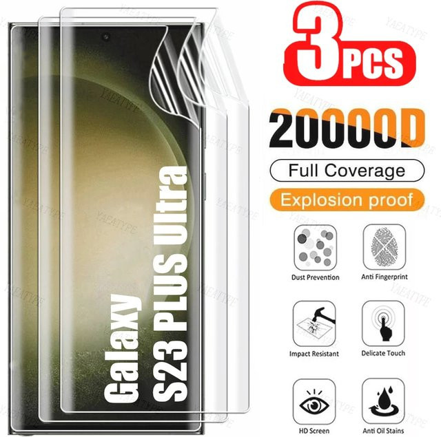 3er-Pack Samsung Hydrogel Displayfolie für S25 S24 S23 S22 S21 Ultra Plus FE A56 A55 A54 A36 A35 A15 A16 5G in Transparent - Bild 1