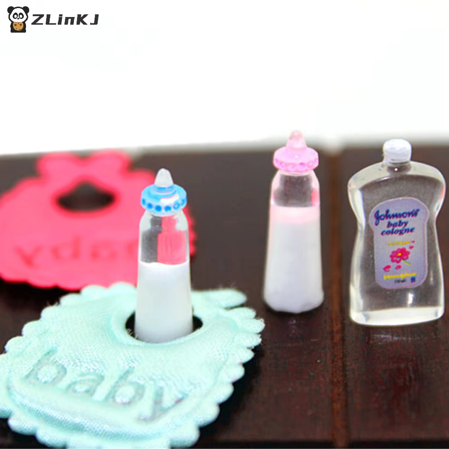 MYPANDA Puppenhaus Miniatur Babyflaschen Shampoo Lätzchen, 5-teiliges Set, Zubehör - Bild 2
