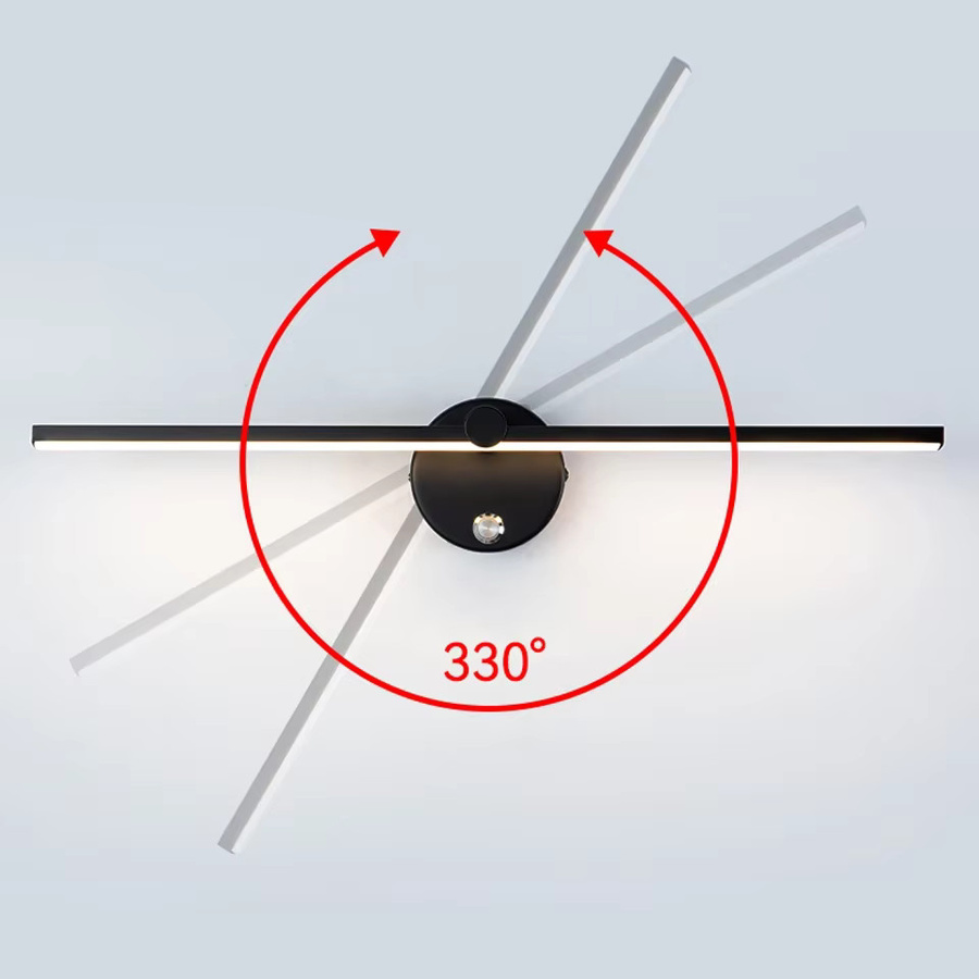 YooE Verstellbare LED-Wandleuchte in Schwarz aus Metall für Schlafzimmer und Spiegel mit warmweißem Licht - Bild 2