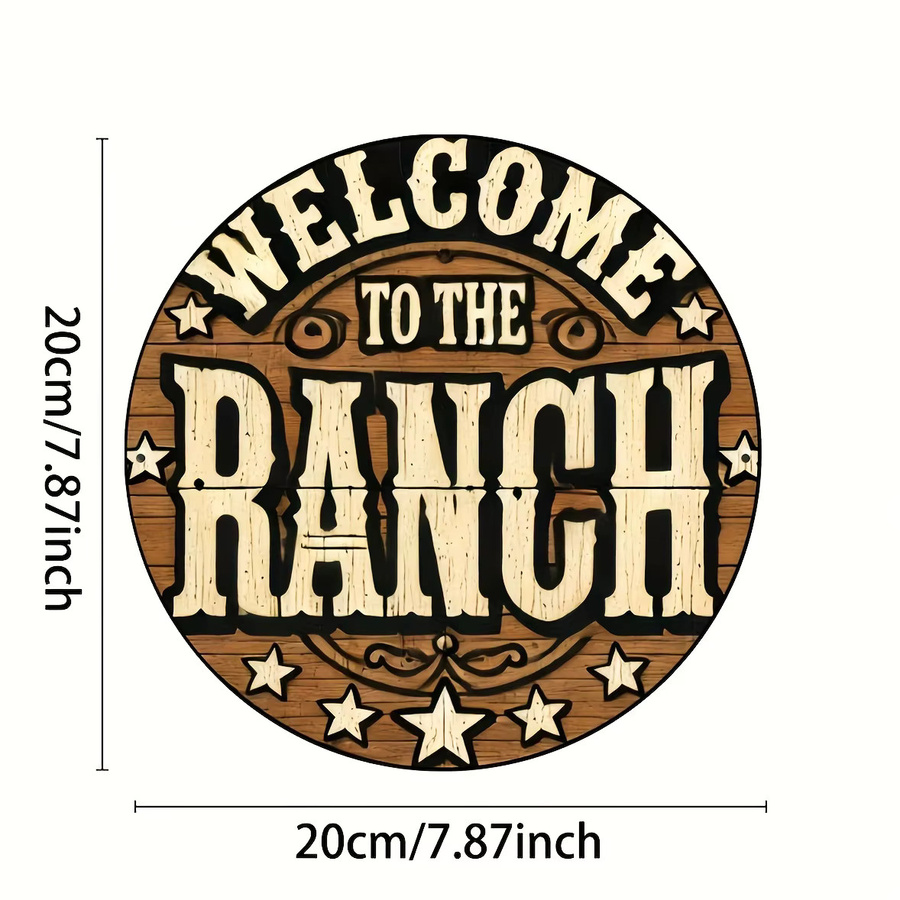 Potdemiel Rundes Vintage Aluminiumschild Welcome to the Ranch als rustikale Bauernhaus-Dekoration für Außenbereich und Garten Durchmesser: 20 cm - Bild 2