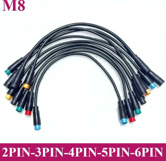 Wasserdichter E-Bike Steckverbinder M8 für Display-Kabel, 2-6 Pin Auswahl, männlich oder weiblich, schwarz, Länge: 20 cm - Bild 1