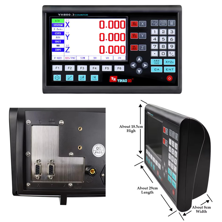 Bicenroce YH800-3 YH800-2 Digitales DRO Display mit 7 Zoll LCD-Bildschirm und TTL DB9 Anschluss in Schwarz - Bild 5