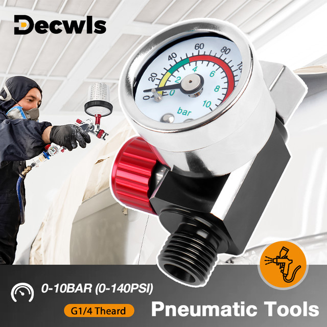 Luftdruckregler-Set mit Manometer und 1/4-NPT-Anschluss für Spritzpistolen und pneumatische Werkzeuge, Einstellbereich 0–140 PSI - Bild 1