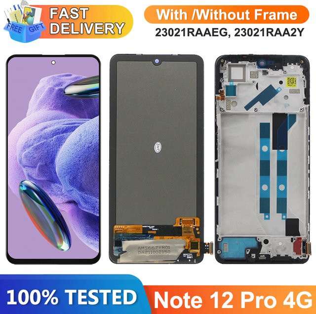 Xiaomi Redmi Note 12 Pro 4G LCD-Display Ersatz mit Rahmen in Schwarz - Bild 1