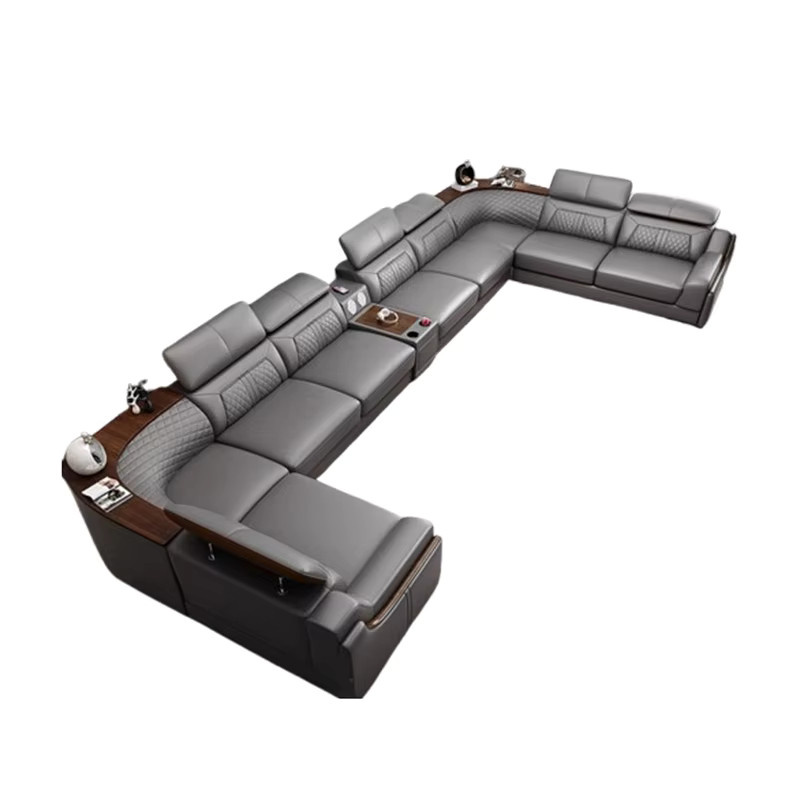 UOSU Echtleder Wohnzimmersofa in modernem und klassischem Design, gerade Ledersofas für dein Wohnzimmer, Breite: 287 cm, Tiefe: 95 cm, Höhe: 287 cm - Bild 4