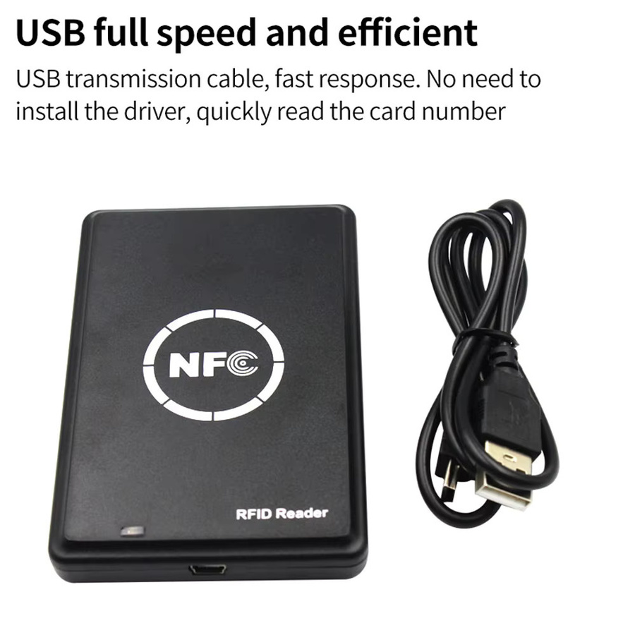 Asia-Teco NFC PM4 Smart Card Key RFID-Kopierer mit 125 kHz und 13,56 MHz, ID Reader Writer Duplicator für T5577, Tk4100, EM4305 und UID-Karten, Schwarz - Bild 3