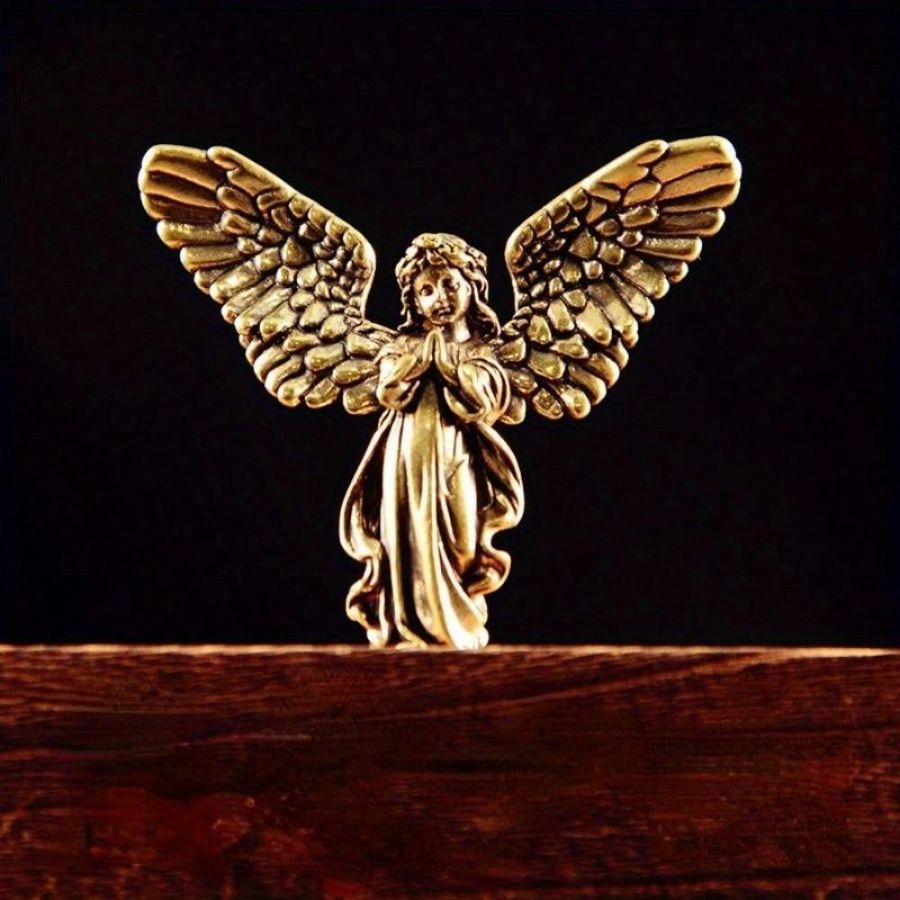Houspace Amor Statue Antik Kupfer und Messing Engel Figur für die Desktop Dekoration - Bild 2