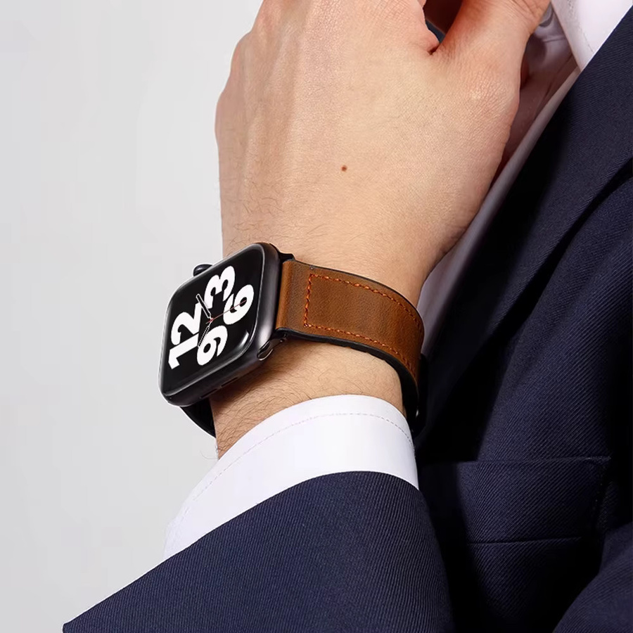 CRESTED Uhrenarmband Echtleder, Schwarz, Unisex - Bild 2