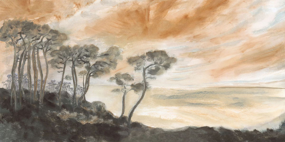 Isidore Leroy Wandbild Les Landes - Coucher De Soleil Landschafts-Fototapete aus Vlies in Mehrfarbig (Orange, Grau) - Bild 2