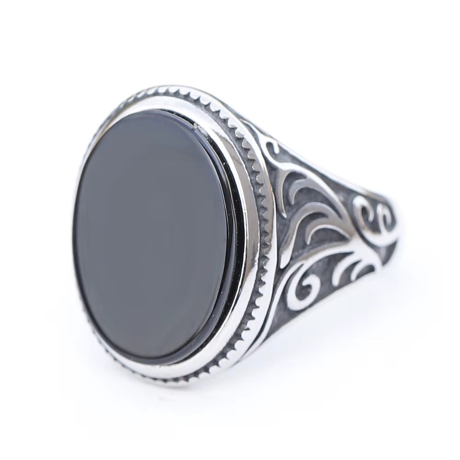 Ring, Schwarz, Zirkonia, Silber, Herren, Vintage - Bild 2