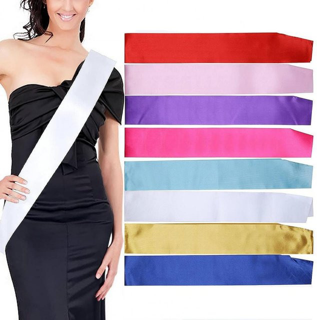 Einfarbige Brautschärpe in Blau als Textil-Schultergurt für deine Hochzeit oder Preisverleihung - Bild 1