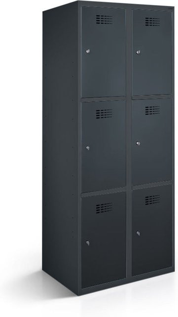 rotstahl Fächerschrank mit 6 Fächern in Anthrazit, B/T/H: 60 x 50 x 180 cm - Bild 1