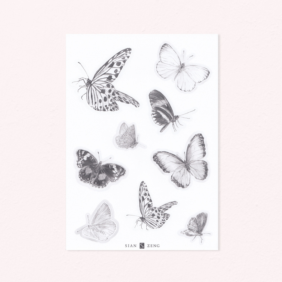 Sian Zeng Wandtattoo Schmetterling in Grau - Bild 1
