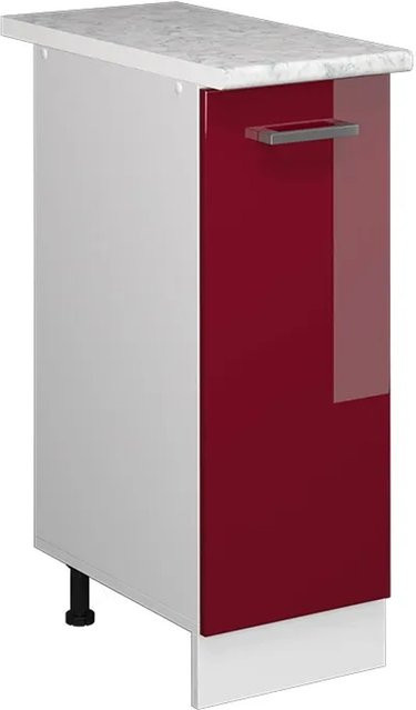Vicco Apothekerunterschrank R-Line Küchenschrank in Weiß und Bordeaux Hochglanz mit Marmor Arbeitsplatte, Breite: 30 cm, Höhe: 81,6 cm, Tiefe: 19,73 cm - Bild 2