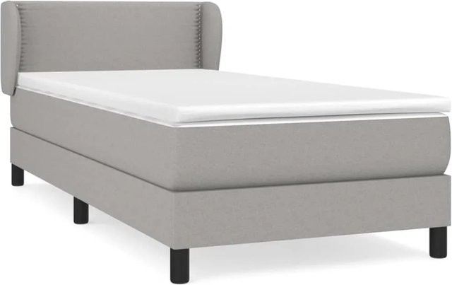 vidaXL Boxspringbett Hybrid mit Matratze und Taschenfederkern, Hellgrau, B/T/H: 100 x 200 cm - Bild 1