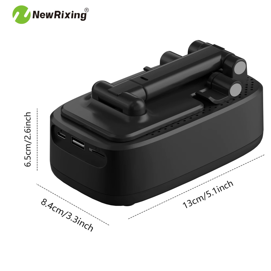 NewRixing Kabelloser Telefonhalter mit tragbarem Lautsprecher und 1800-mAh-Powerbank in Schwarz oder Weiß - Bild 4
