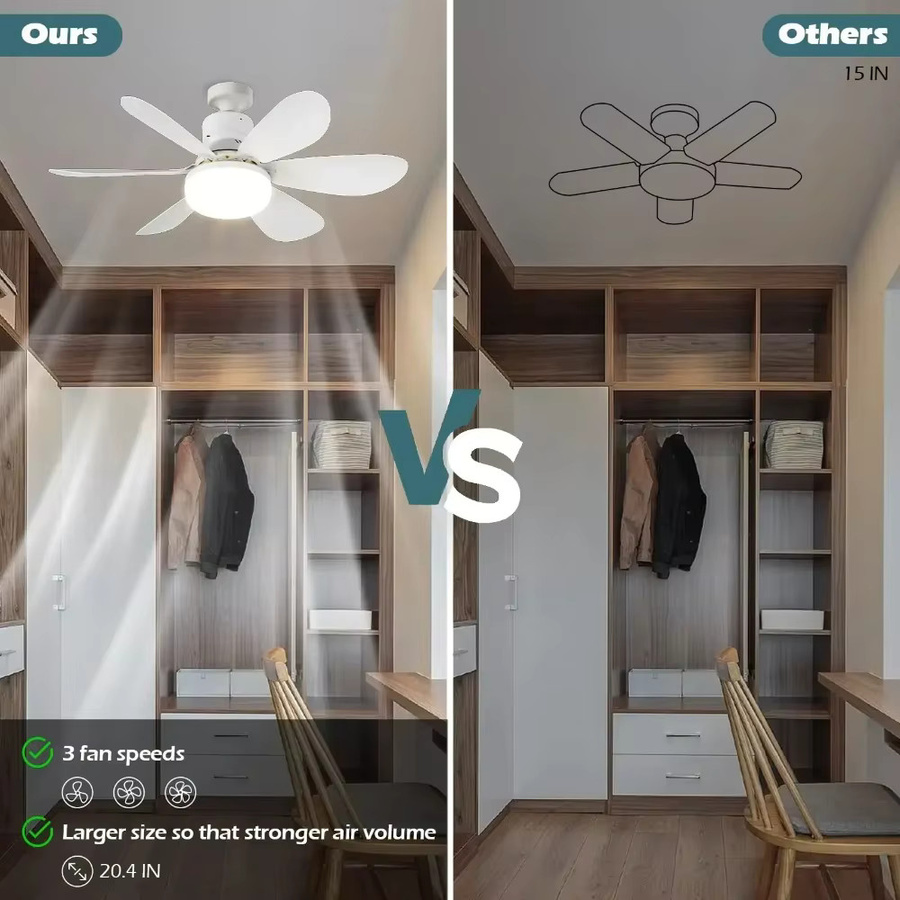 JOYINLED E27 LED Deckenventilator-Licht mit Fernbedienung und Dimmfunktion, 30 W, Weiß - Bild 4