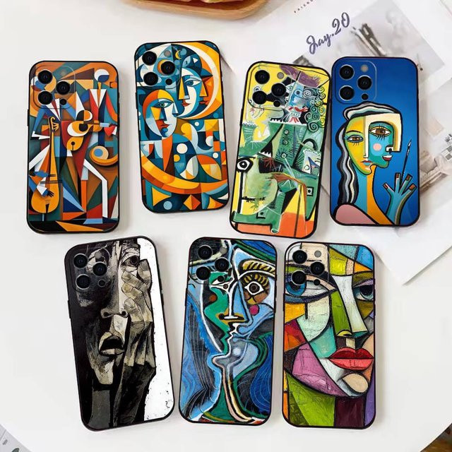 Handyhülle aus weichem Silikon mit Picasso abstrakter Kunst Malerei in Multicolor für iPhone 17 16 15 14 13 12 11 Pro Max Plus XR - Bild 1