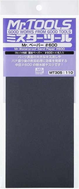 Mr Hobby Mr. Waterproof Sand Paper Körnung 600 Schwarz 4 Stück - Bild 1