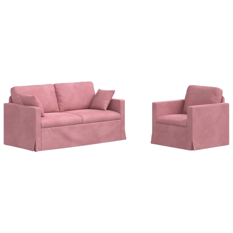 vidaXL Sofa 2-teilig in Rosa aus Samt mit Metallrahmen, B/T/H: 158 x 78 x 80 cm - Bild 2