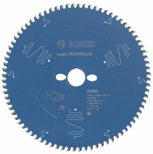 Bosch Expert for Aluminium Kreissägeblatt mit 80 Zähnen für Holz, Kunststoff und Metall, Durchmesser: 254 mm, Bohrung: 25,4 mm, Breite: 2,8 mm, Farbe: Blau - Bild 1