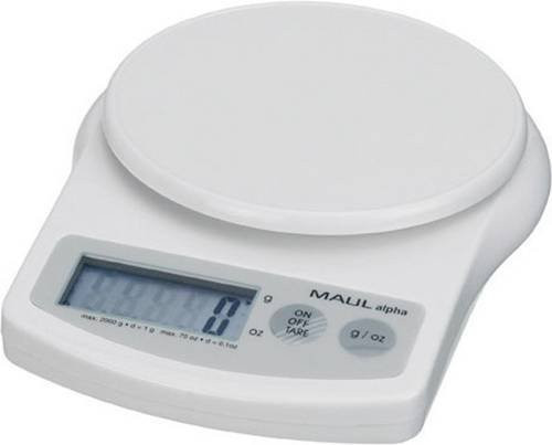 Briefwaage MAULalpha 2000G in Weiß, Wägebereich bis 2 kg mit 1 g Ablesbarkeit, batteriebetrieben - Bild 1