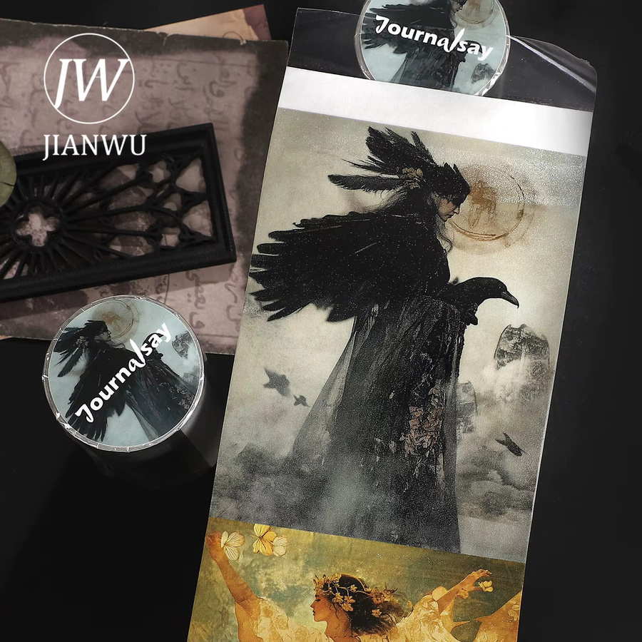 JIANWU Washi Tape Vintage Sea Witch Character Landscape Collage Set, Mehrfarbig, Breite: 8 cm, Länge: 204 cm - Bild 3