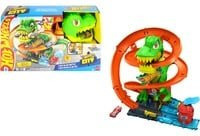 Hot Wheels City T-Rex-Schlacht Dinosaurier Rennbahn mit Die-Cast Fahrzeugen im Maßstab 1:64 - Bild 1