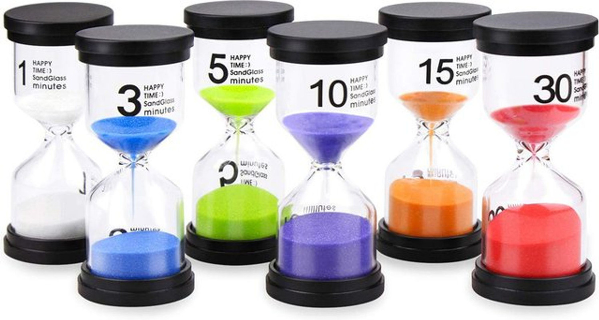Minimalistische Sanduhr aus Glas in Mehrfarbig als dekorativer Sandtimer für Kinder und Home Decoration - Bild 1