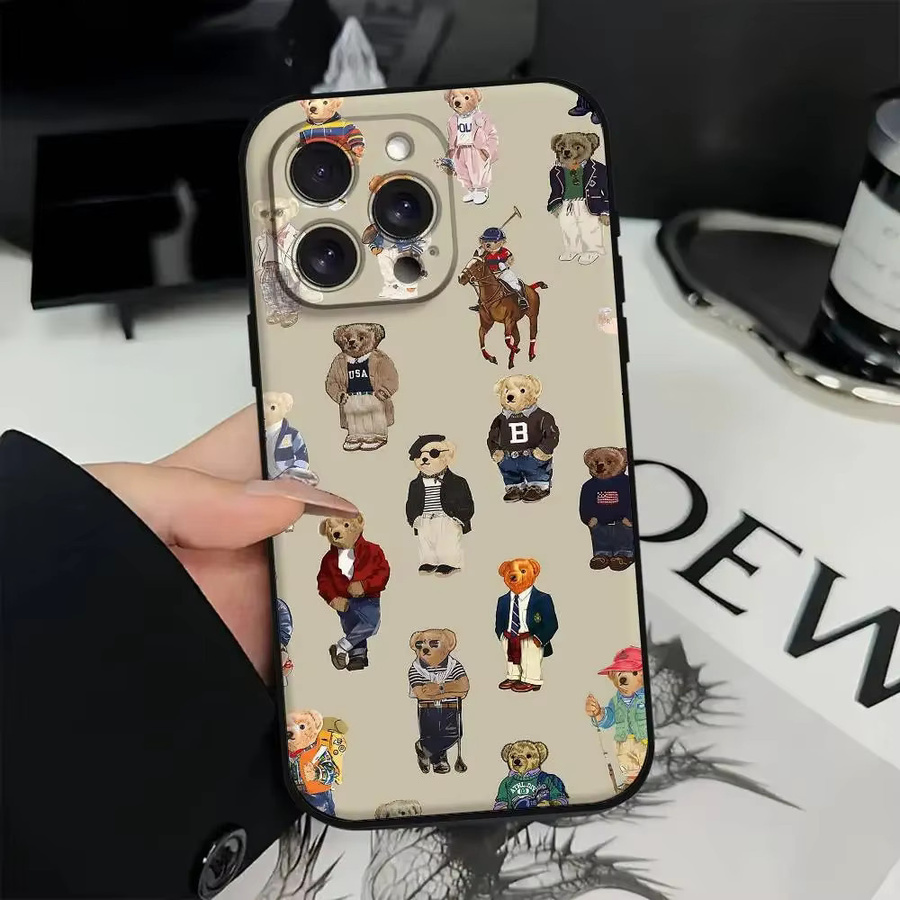 Stoßfeste Silikon-Handyhülle im Teddybär-Design für iPhone 17 16 15 14 13 12 11 Pro Max Mini XS XR 7 Plus in Multicolor - Bild 2