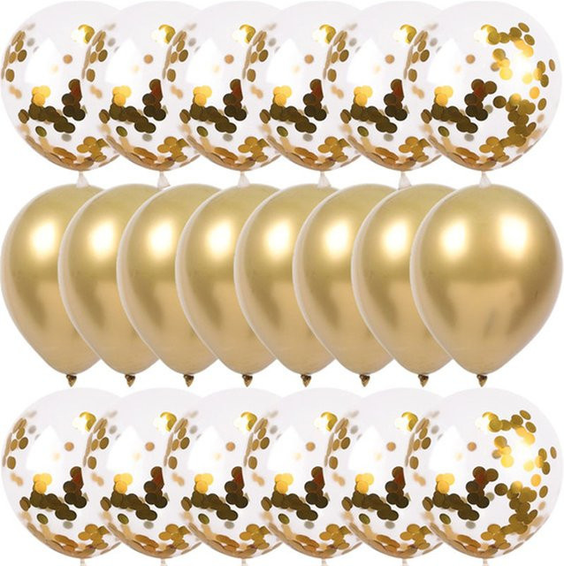 WEIGAO Konfetti Luftballons Set in Gold, 20 Stück Metallic Chrom Ballons für Geburtstagsfeier, Hochzeit, Jahrestag oder Babyparty - Bild 1