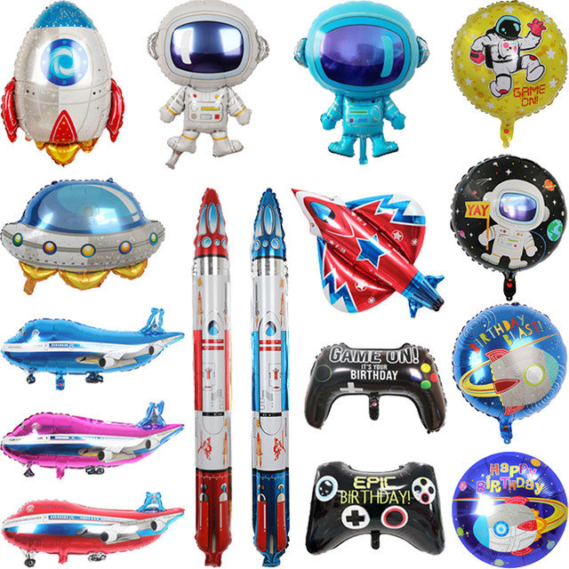 DAWN Weltraum-Folienballons Set mit Astronauten, Raketen und Luftschiffen für deine Geburtstagsparty und Babyparty Dekoration - Bild 1