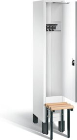 C+P Garderobenschrank Evolo mit Front in Weiß, Korpus in Verkehrsweiß und schwarzgrauem Gestell, H x B x T: 185 x 32 x 81,5 cm - Bild 1
