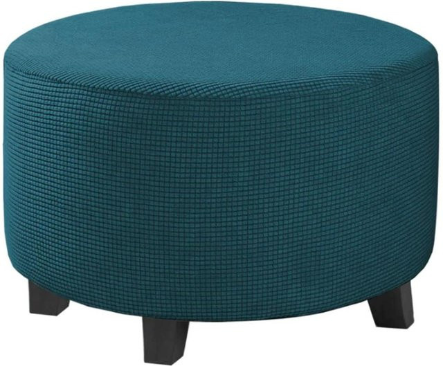 Stretch Jacquard Ottoman Hülle für runde Klapphocker in Petrol - Bild 1