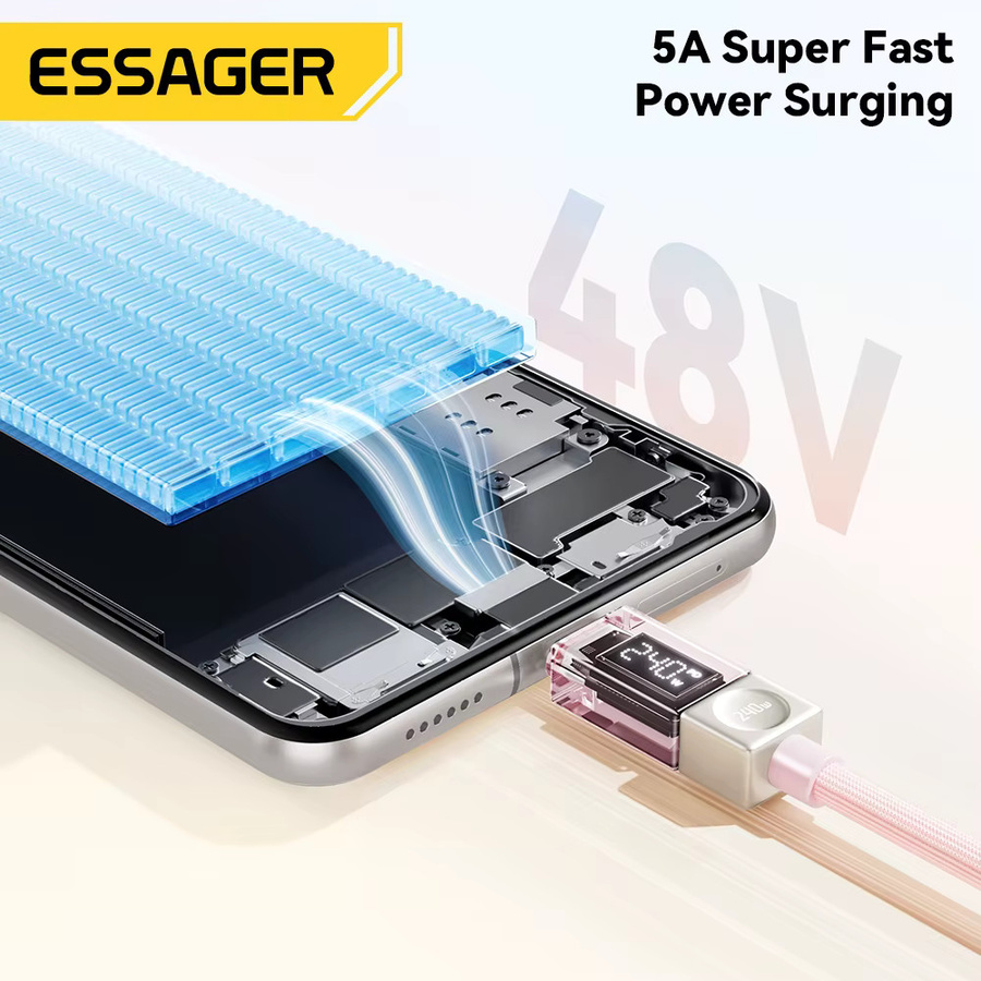 Essager 240W Typ-C-Schnellladekabel in Blau für iPhone, Macbook, iPad, Xiaomi und Samsung - Bild 5