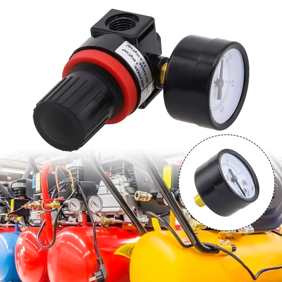 Druckregler mit Manometer für Luftkompressoren von LEENKEA in Schwarz mit 1/8 Zoll NPT Innengewinde und 1/4 Zoll NPT Anschluss - Bild 4