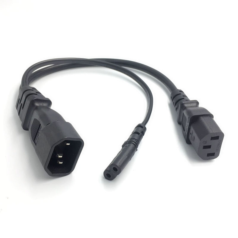 Bolantedz Netzkabel Splitter Adapter von IEC320 C14 auf IEC320 C13 und C7 in Schwarz für PC, Monitor, Scanner und Drucker - Bild 2
