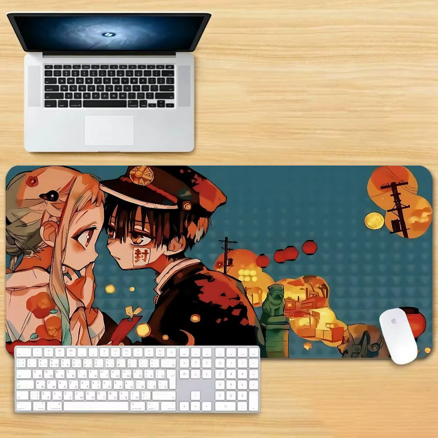 Bilibili Anime Toilet-bound Hanako-kun Gaming-Mauspad, rutschfest mit genähtem Rand, große Schreibtischunterlage für Computer und Tastatur, Multicolour - Bild 2