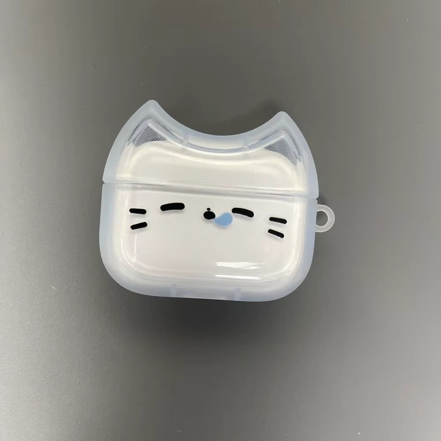 Anti-Fall Sleepy Cat Kopfhörerhülle für Apple AirPods 1, 2, 3, 4 und Pro/Pro 2, staubdicht, stoßfest und kratzfest, Farbe: transparent - Bild 3