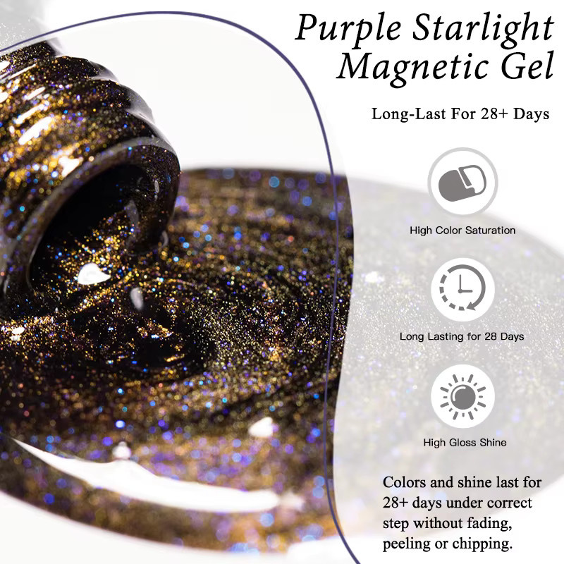 MEET ACROSS Lila Starlight Magnetischer Gel-Nagellack, Metallic, 7 ml - Bild 5