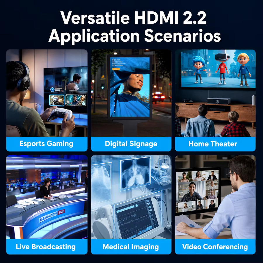 MOSHOU HDMI 2.2 Kabel in Schwarz für 16K, 4K@480Hz und 12K@120Hz mit 96Gbps Hochgeschwindigkeit, unterstützt HDR, eARC, DTS:X und HDCP 2.3 für PS5, TV und Gaming-Monitore - Bild 3